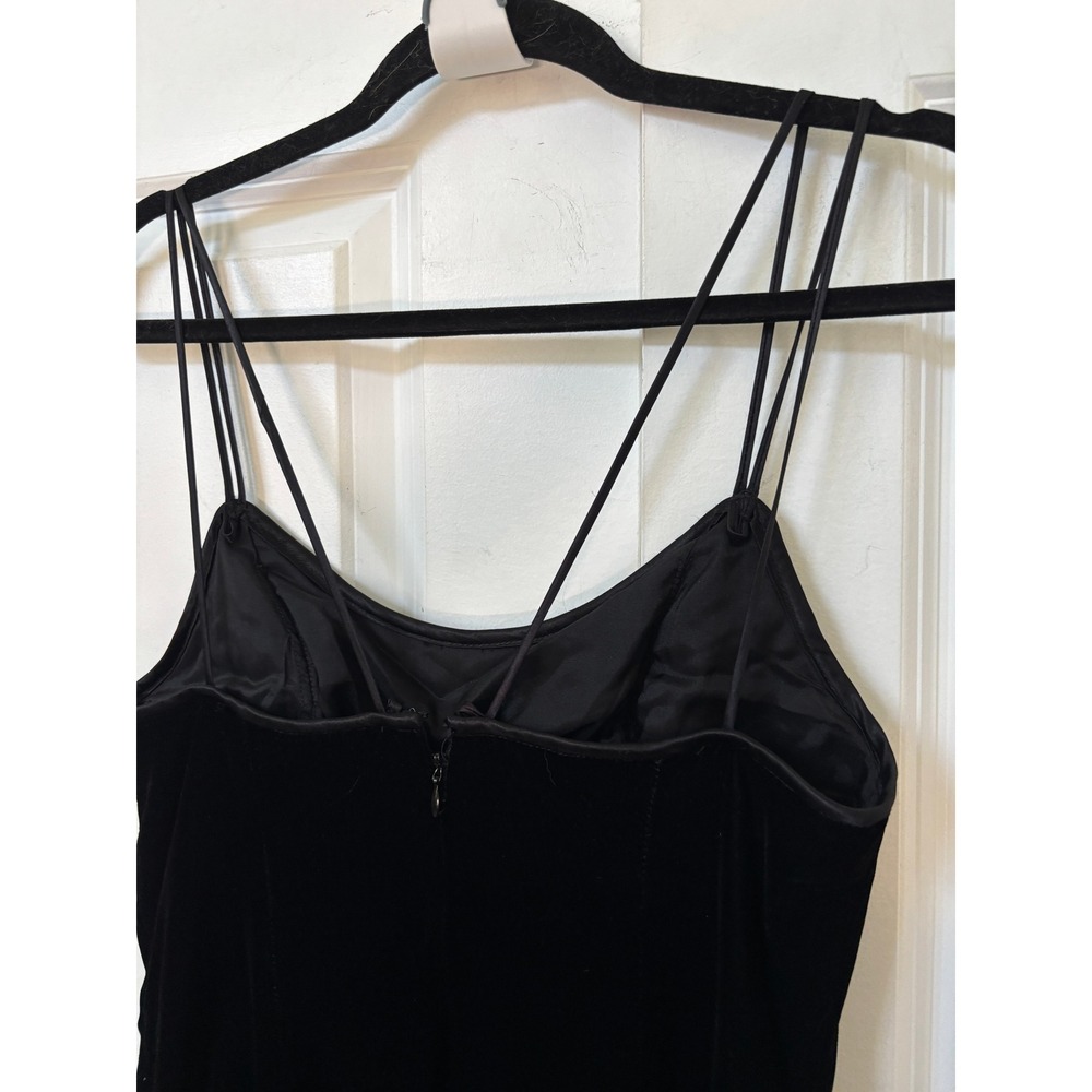 Lori Ann Petite Montreal Black Velvet Mini Dress Rhinestone Strappy Vintage 12P - Picture 4 of 9